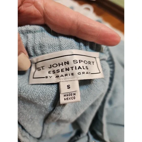 St. John 2 Piece Set Pants And Jacket Women Blue Color Full Zip Wide Leg Size S - Picture 8 of 13